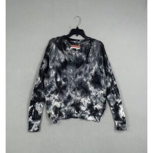 Anthropologie Pilcro Sweater Womens XS Gray Black Tie Dye Cable Knit V Neck